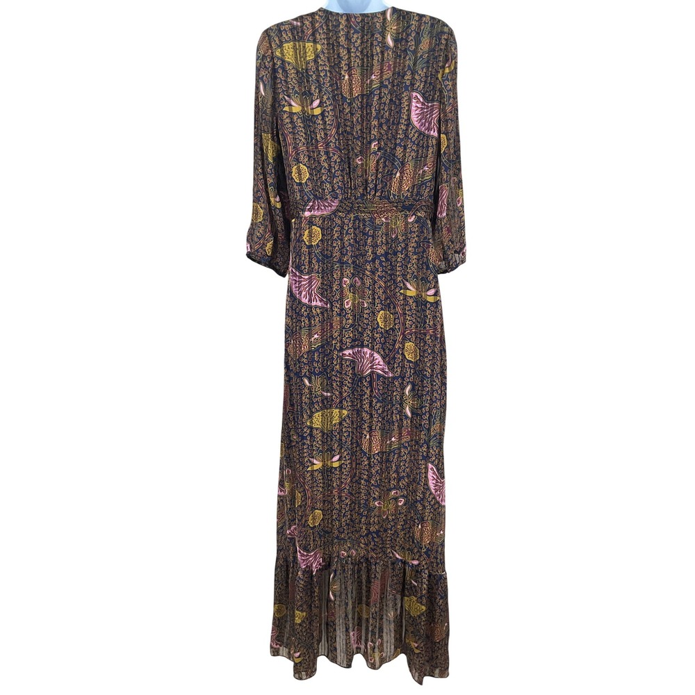 ba&sh Maxi Dress Sz S Metallic V-Neck High-Low Cocktail Wedding Guest Parisian - Picture 2 of 16